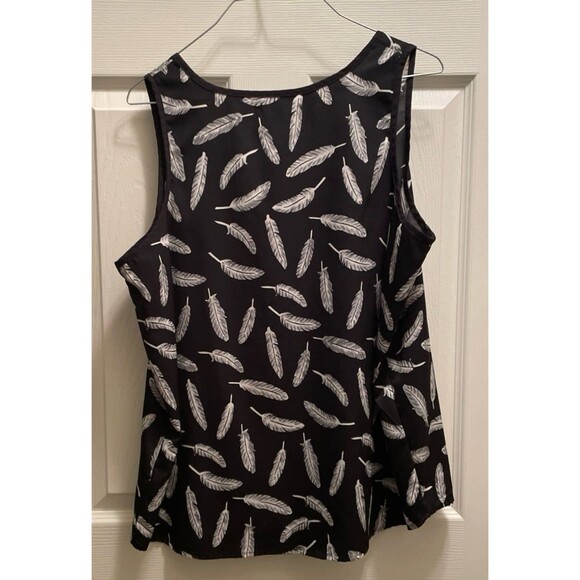 Adam Levine Sleeveless Blouse Black Feathers Tank Top Women's Size Large L - Picture 2 of 4